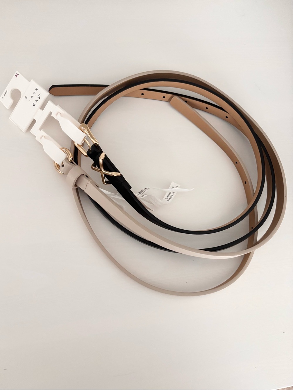 A NEW DAY Skinny Belts (2) Neutral Sz XL NWT